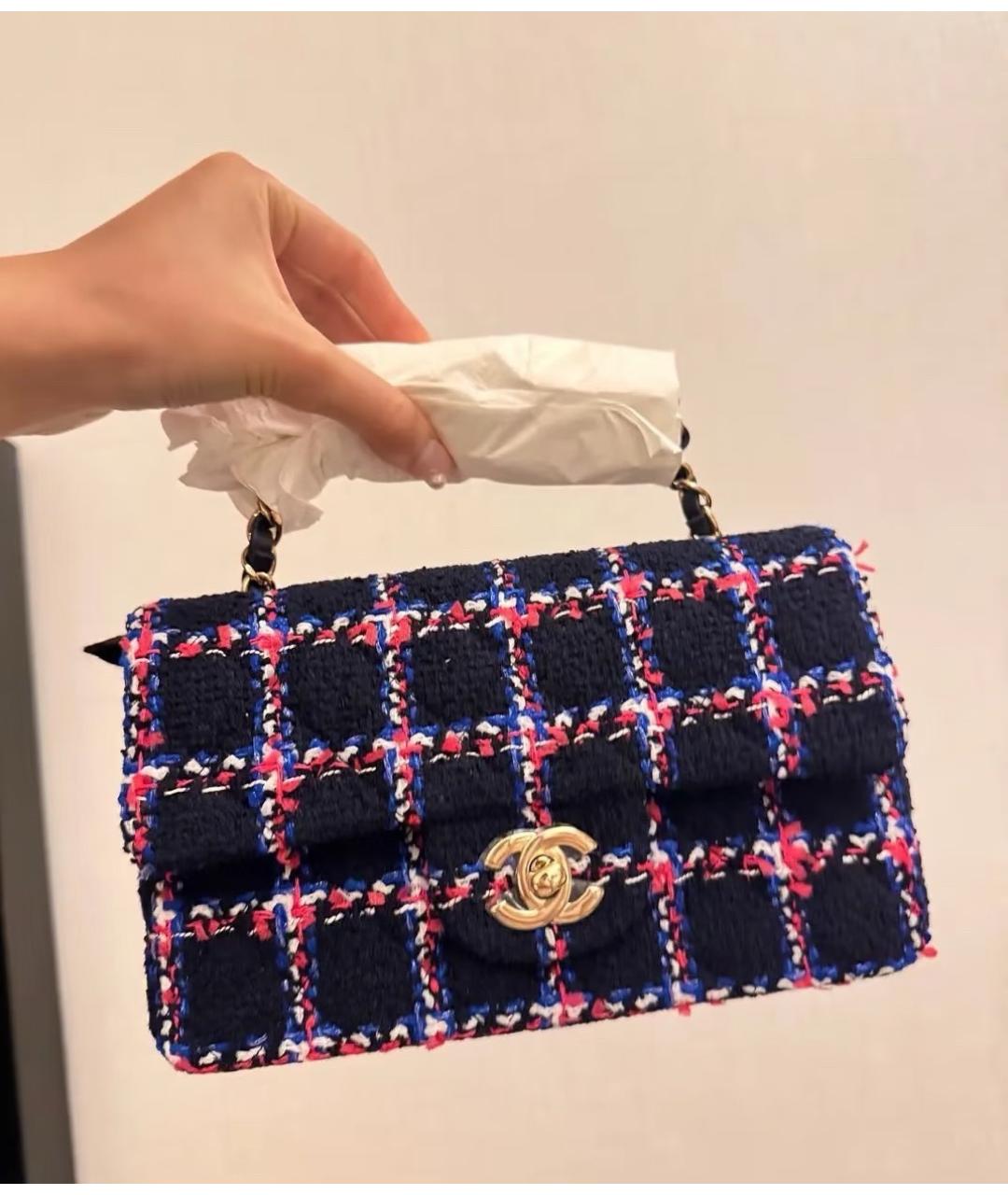 CHANEL Темно-синяя твидовая сумка через плечо, фото 3
