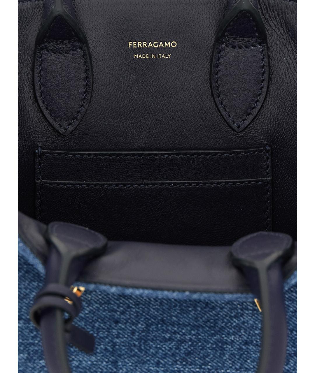 FERRAGAMO Синяя хлопковая сумка тоут, фото 4