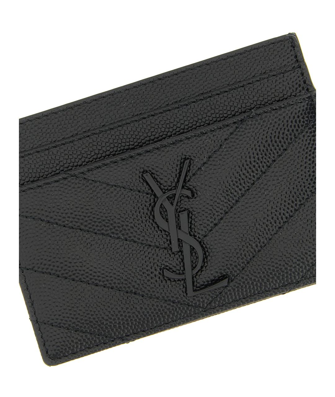 SAINT LAURENT Черный кожаный кардхолдер, фото 3