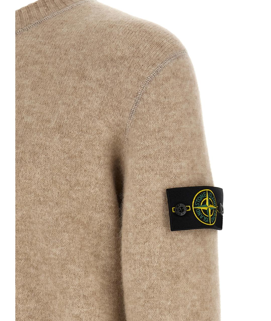 STONE ISLAND Бежевый шерстяной джемпер / свитер, фото 4