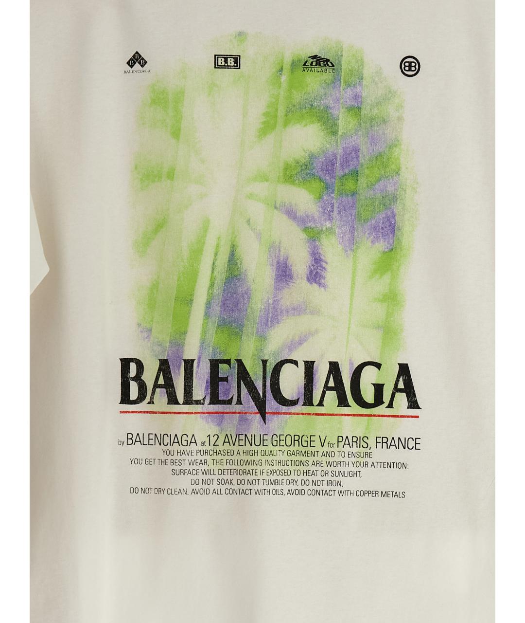 BALENCIAGA Белая хлопковая футболка, фото 4