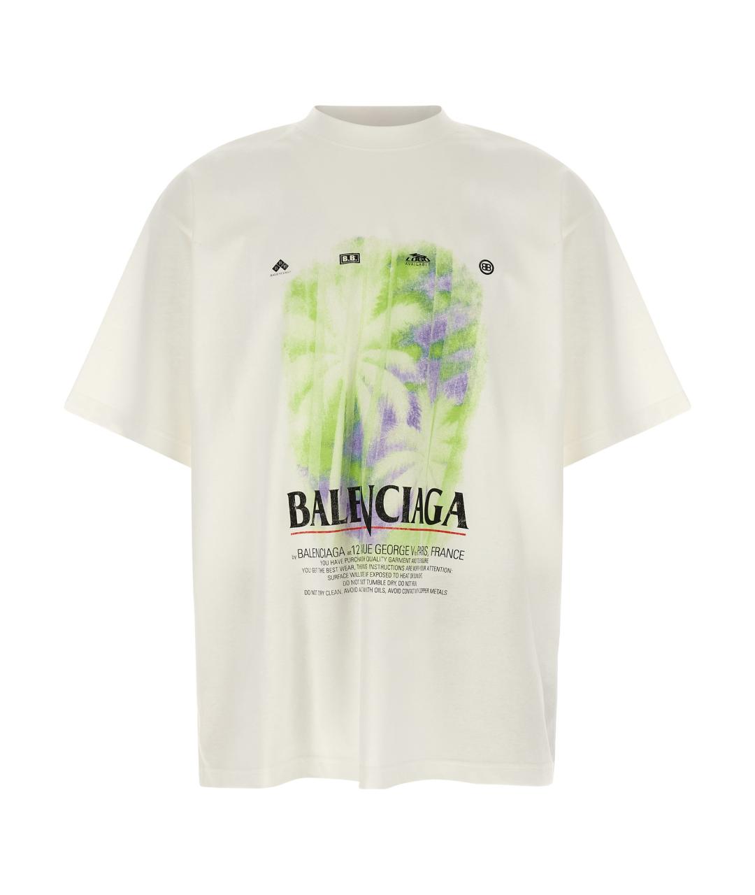 BALENCIAGA Белая хлопковая футболка, фото 1