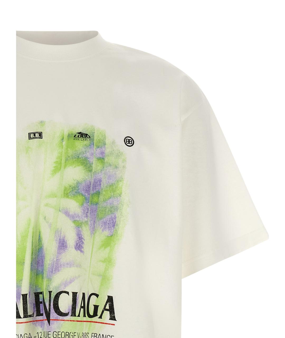 BALENCIAGA Белая хлопковая футболка, фото 3