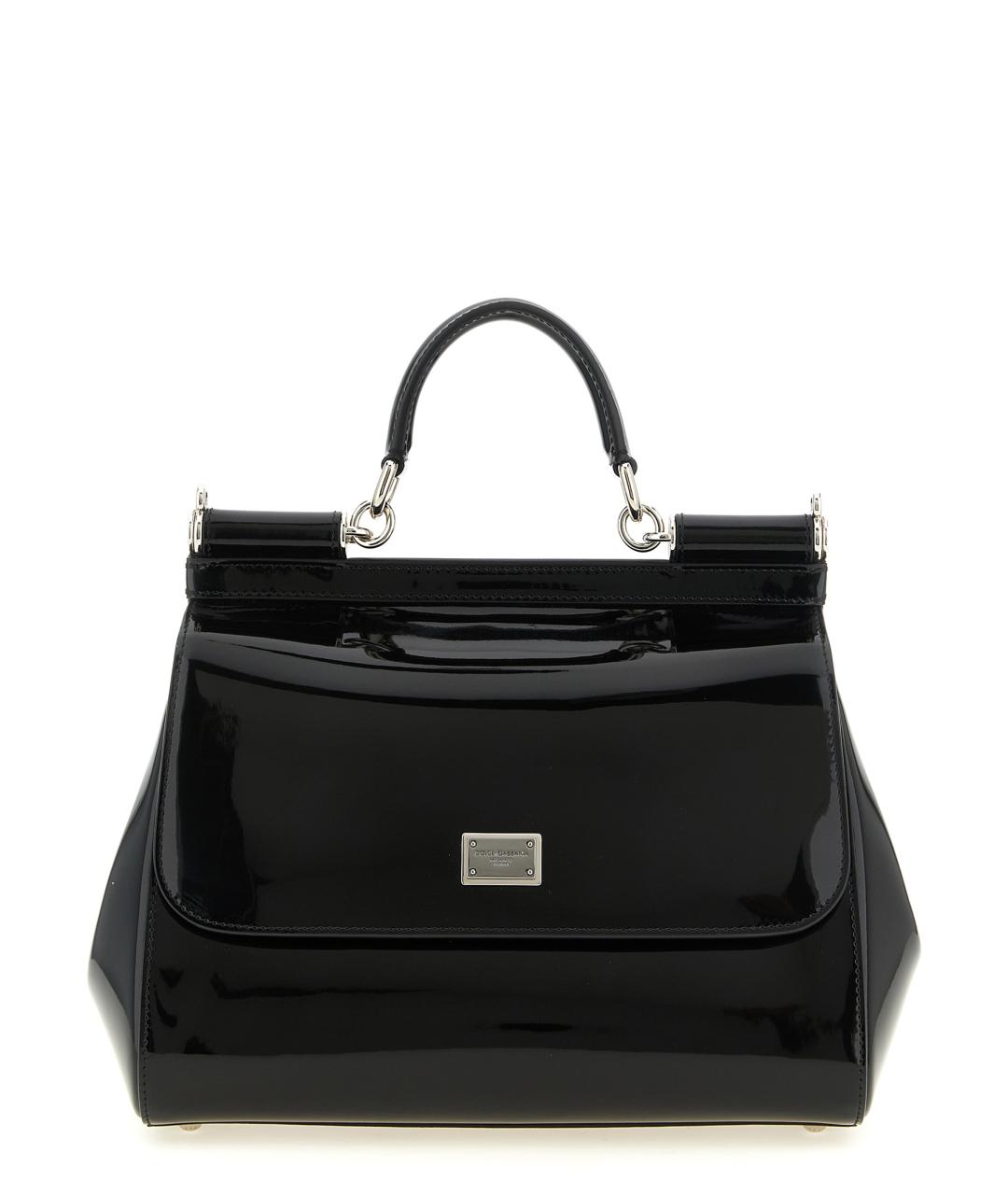 DOLCE&GABBANA Черная кожаная сумка с короткими ручками, фото 1