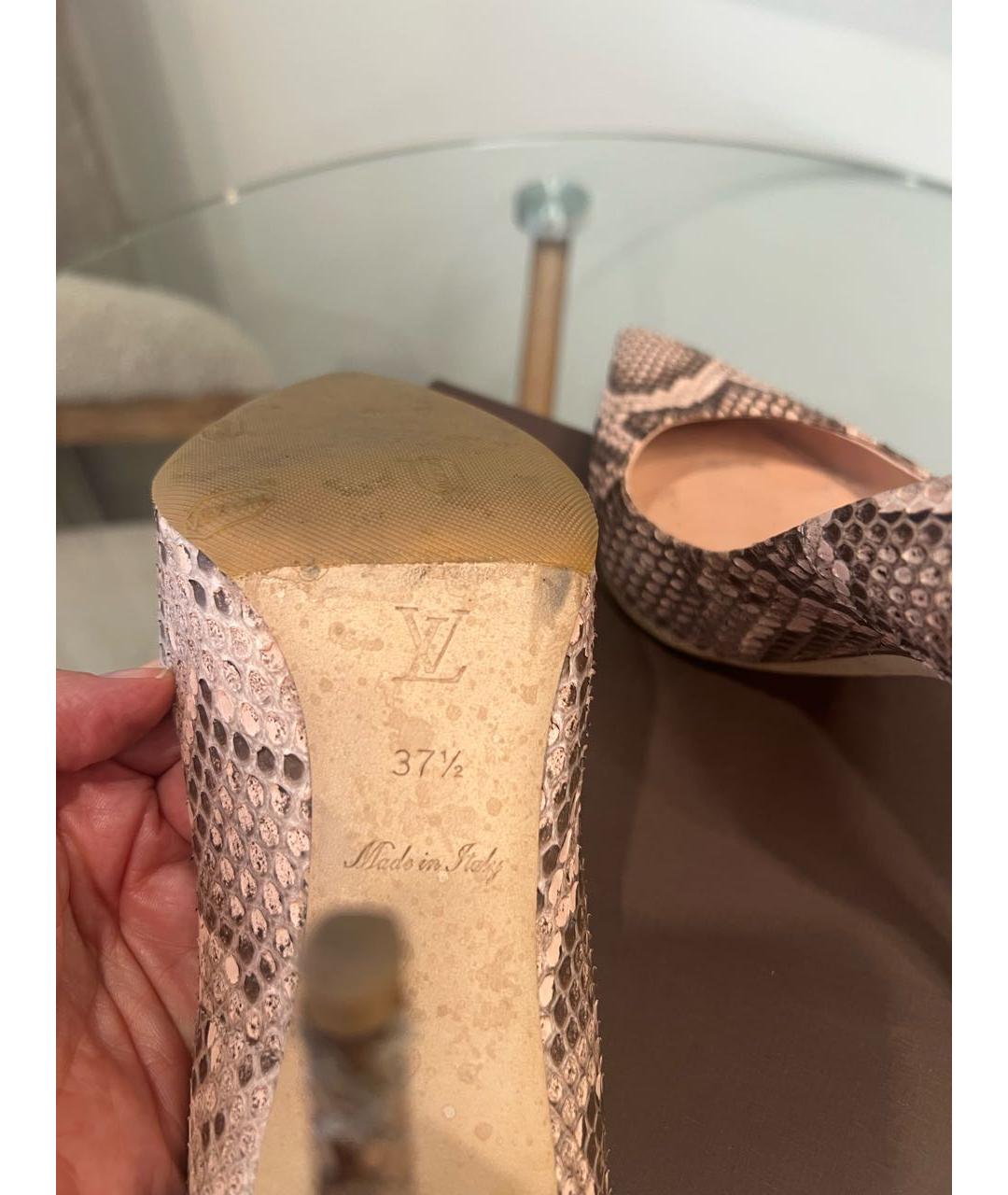 LOUIS VUITTON Бежевые туфли из кожи питона, фото 4