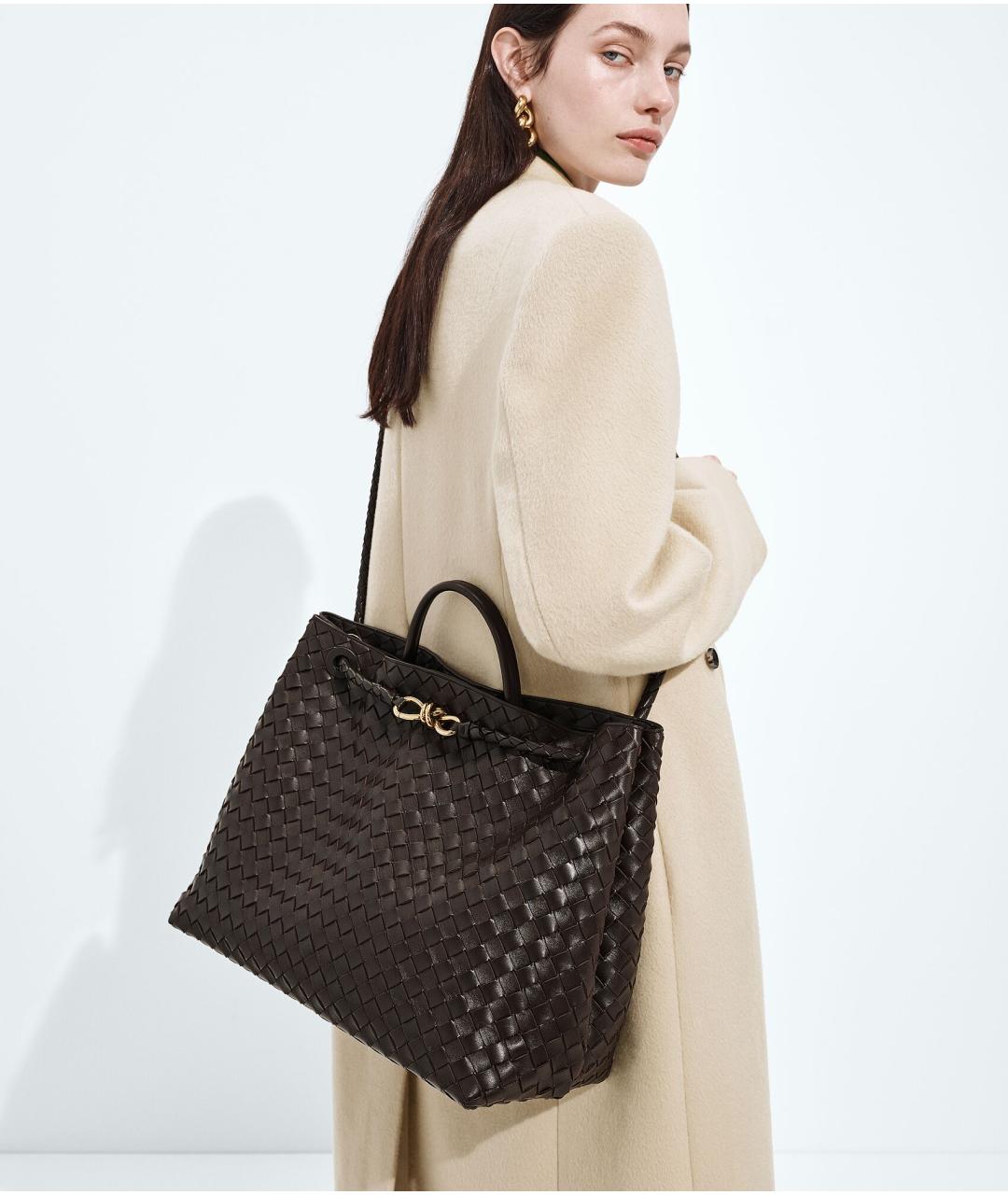BOTTEGA VENETA Коричневая кожаная сумка тоут, фото 2