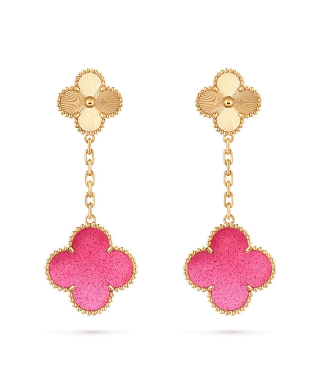 VAN CLEEF & ARPELS Розовые серьги из желтого золота, фото 3