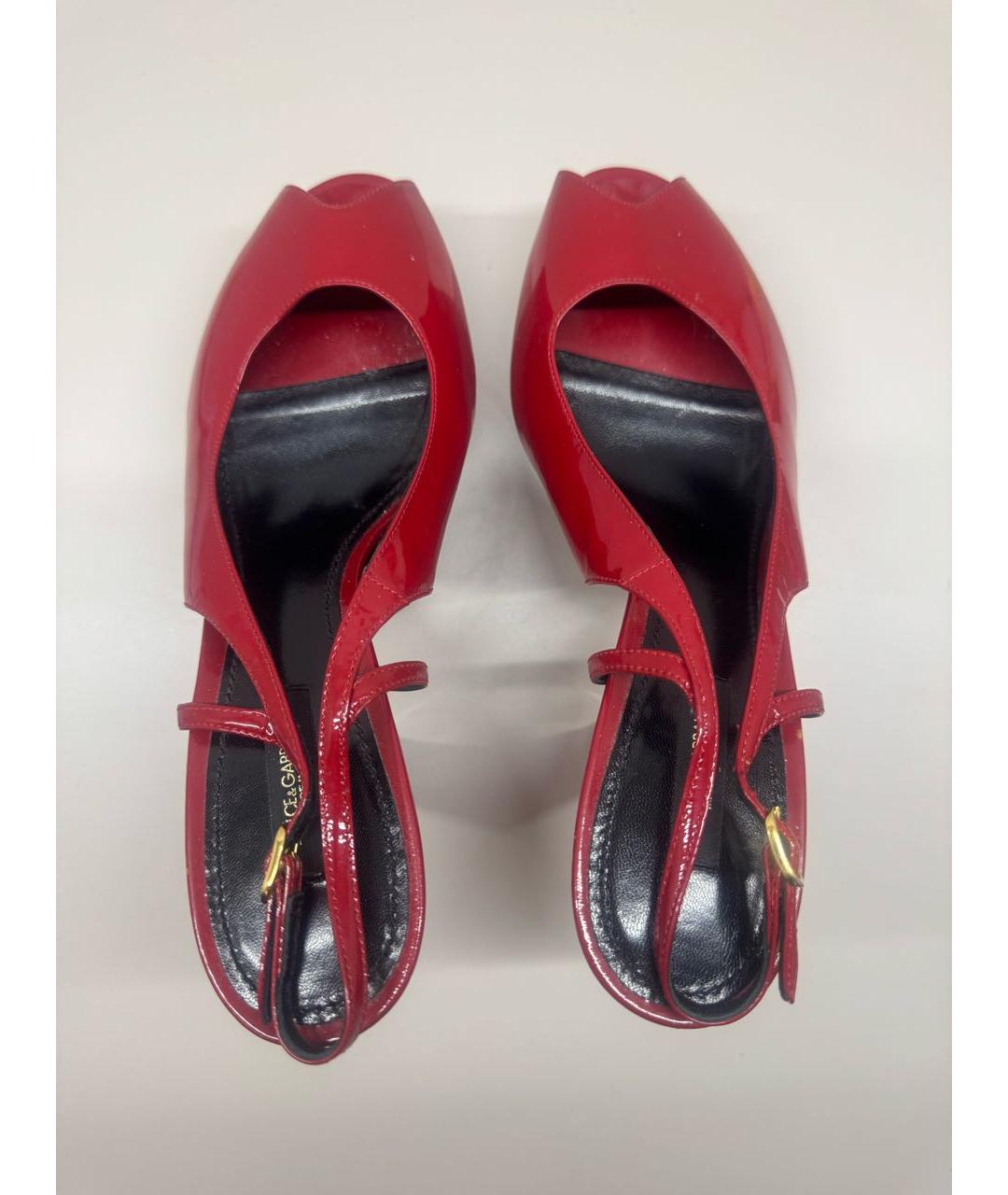 DOLCE&GABBANA Бордовые босоножки из лакированной кожи, фото 3