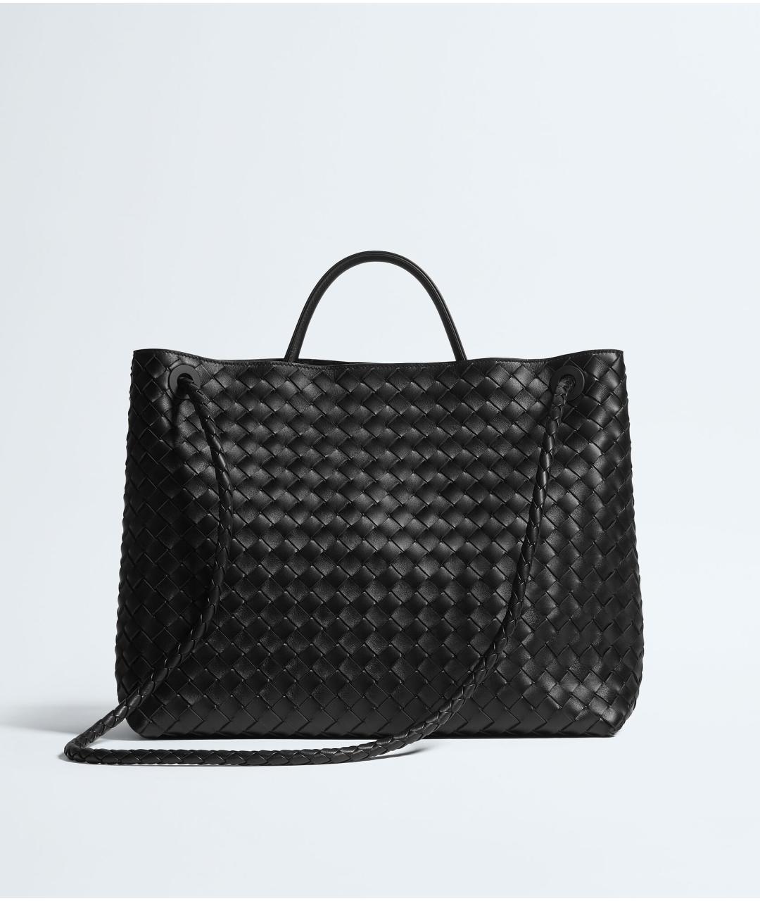 BOTTEGA VENETA Черная кожаная сумка тоут, фото 5