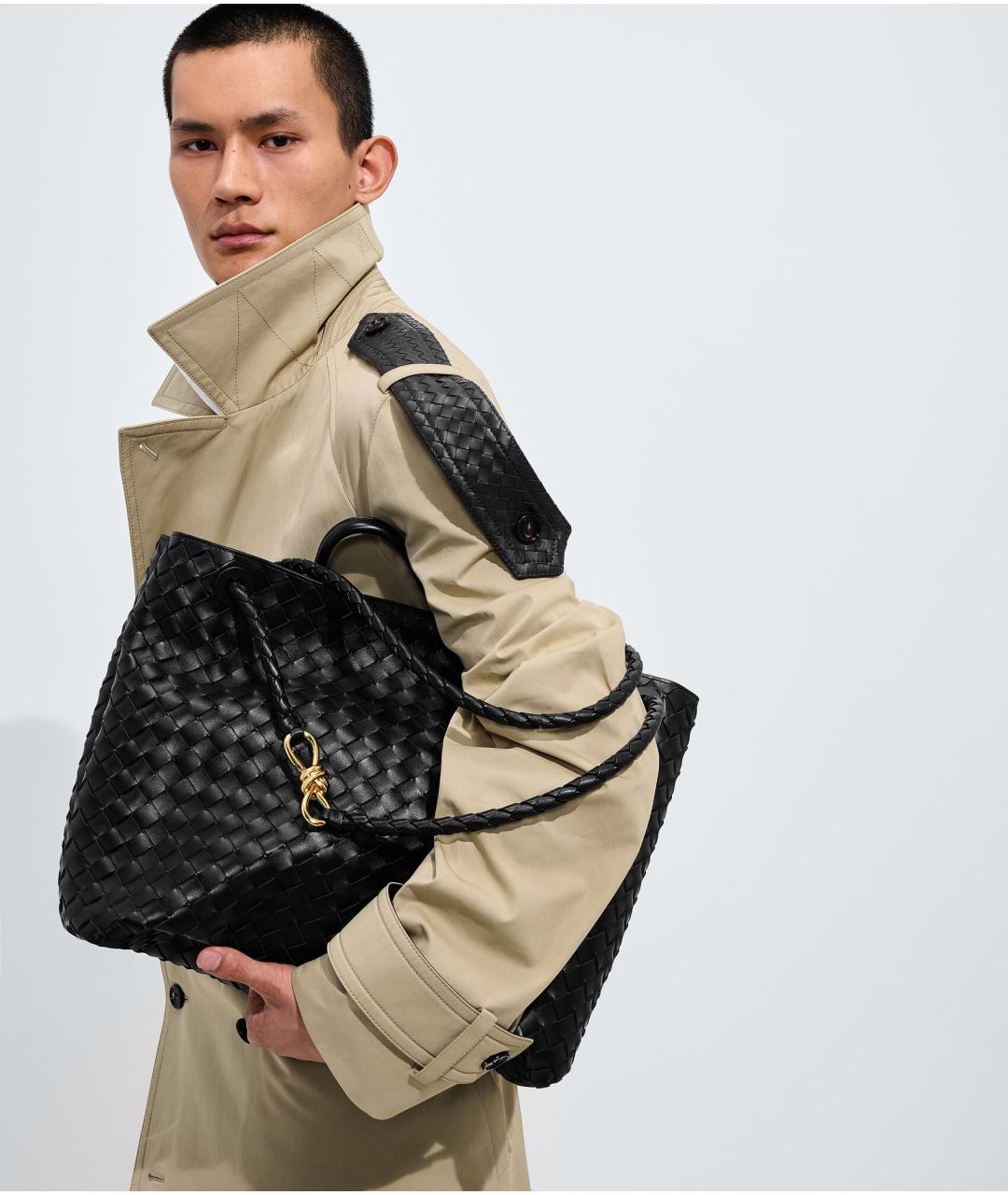 BOTTEGA VENETA Черная кожаная сумка тоут, фото 6