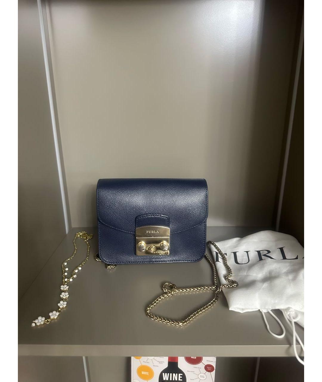 FURLA Синяя кожаная сумка через плечо, фото 4