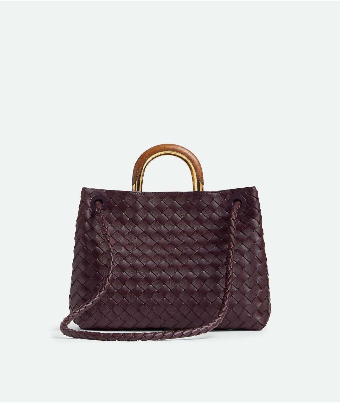 BOTTEGA VENETA Бордовая кожаная сумка тоут, фото 5