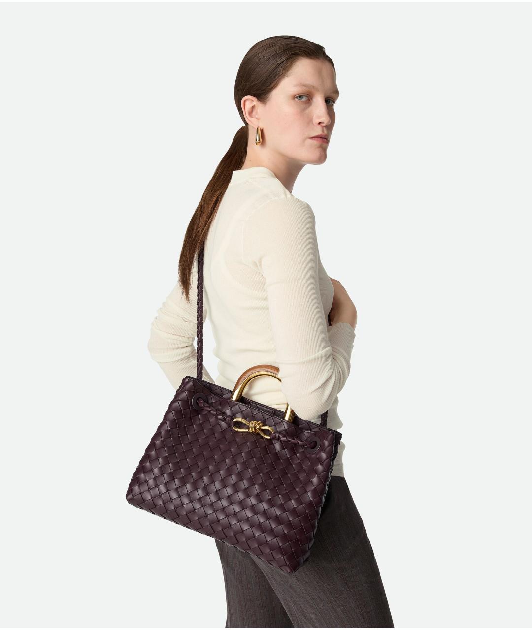 BOTTEGA VENETA Бордовая кожаная сумка тоут, фото 2