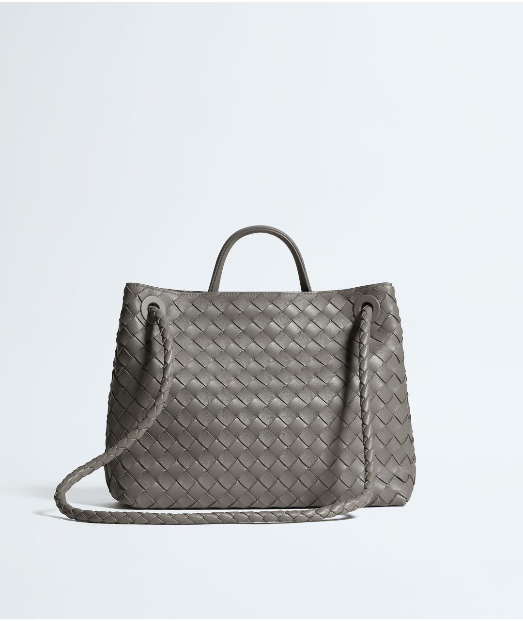 BOTTEGA VENETA Серая кожаная сумка тоут, фото 5