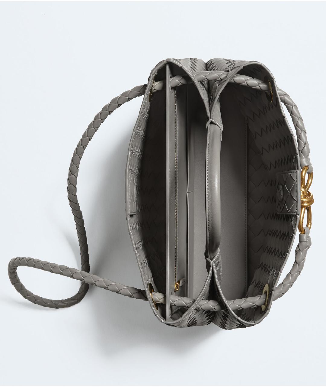 BOTTEGA VENETA Серая кожаная сумка тоут, фото 3