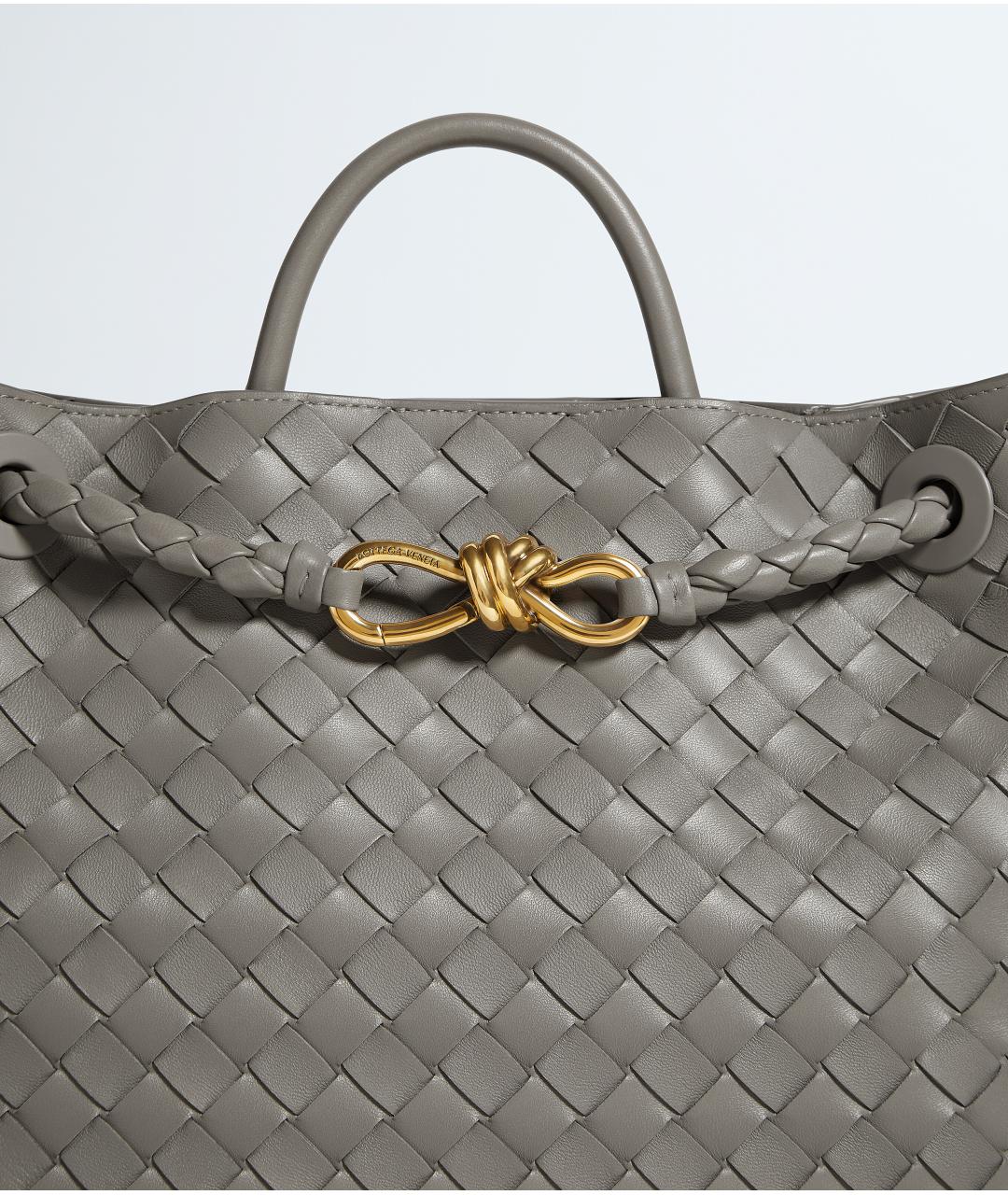BOTTEGA VENETA Серая кожаная сумка тоут, фото 6