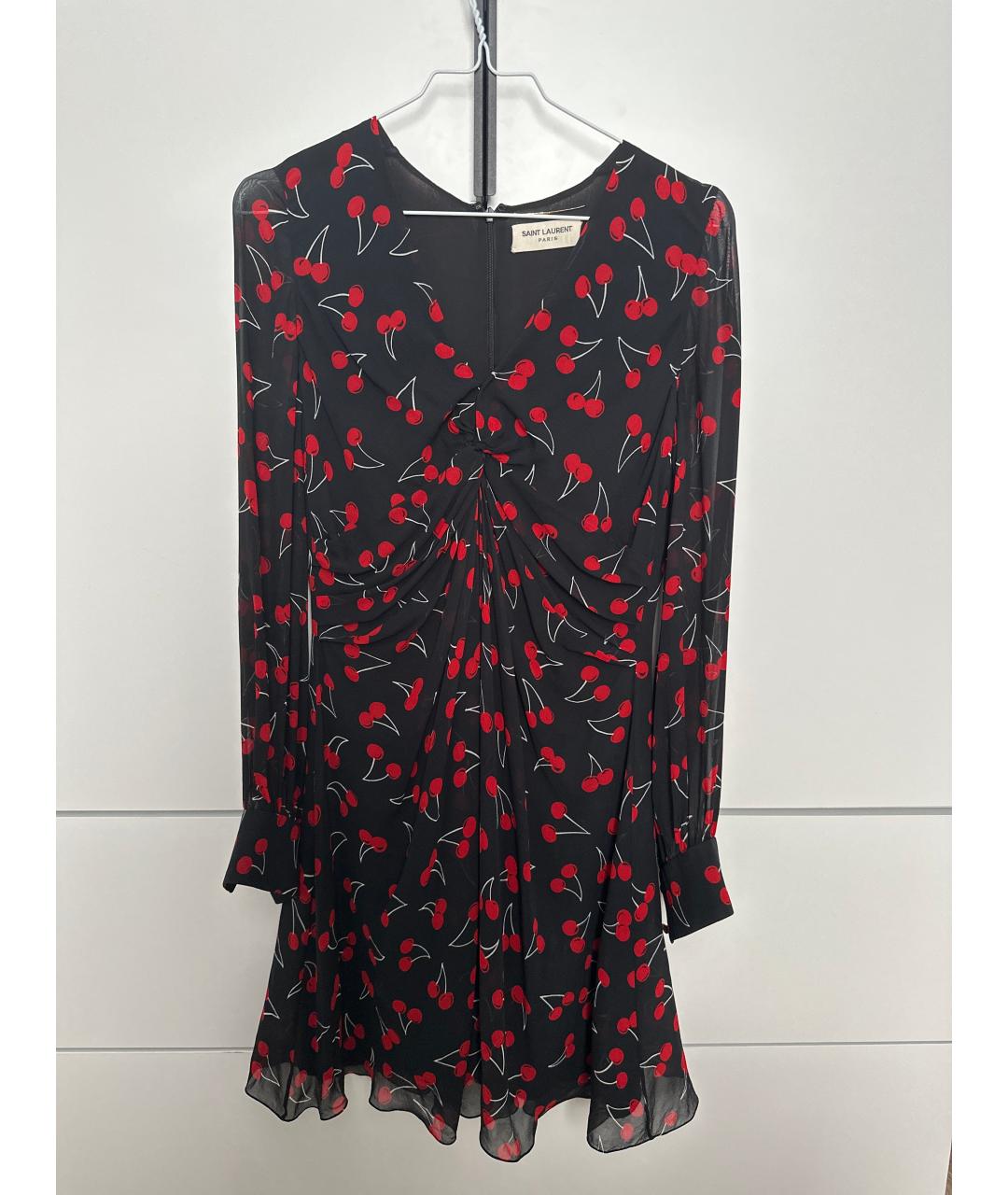 SAINT LAURENT Черное шелковое коктейльное платье, фото 6