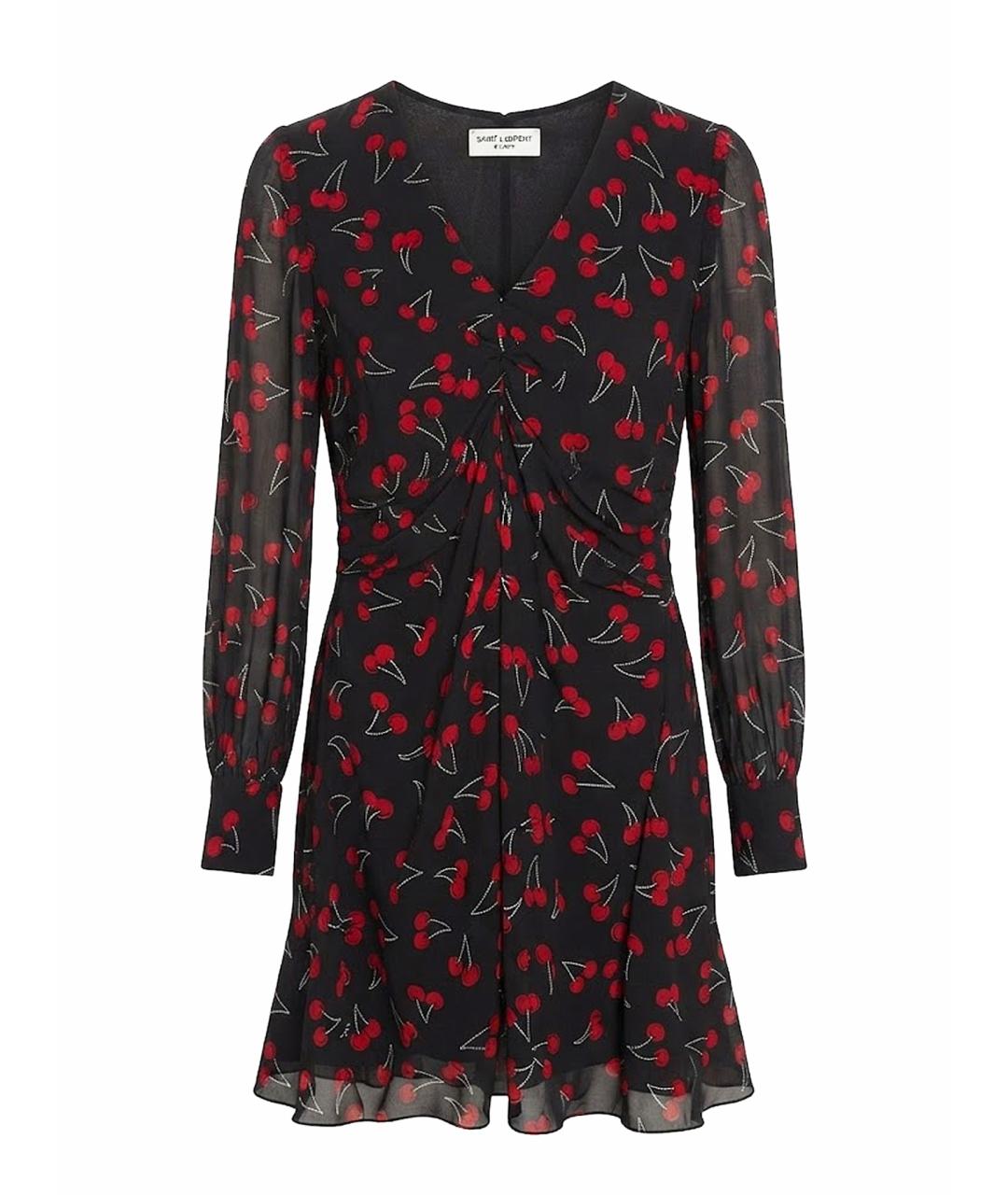 SAINT LAURENT Черное шелковое коктейльное платье, фото 1