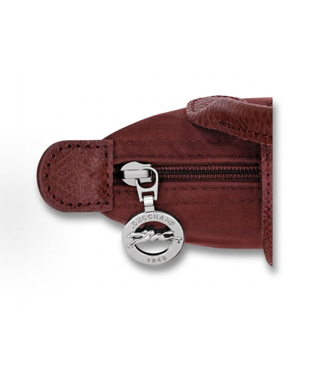 LONGCHAMP Бордовая сумка с короткими ручками из канвы, фото 6