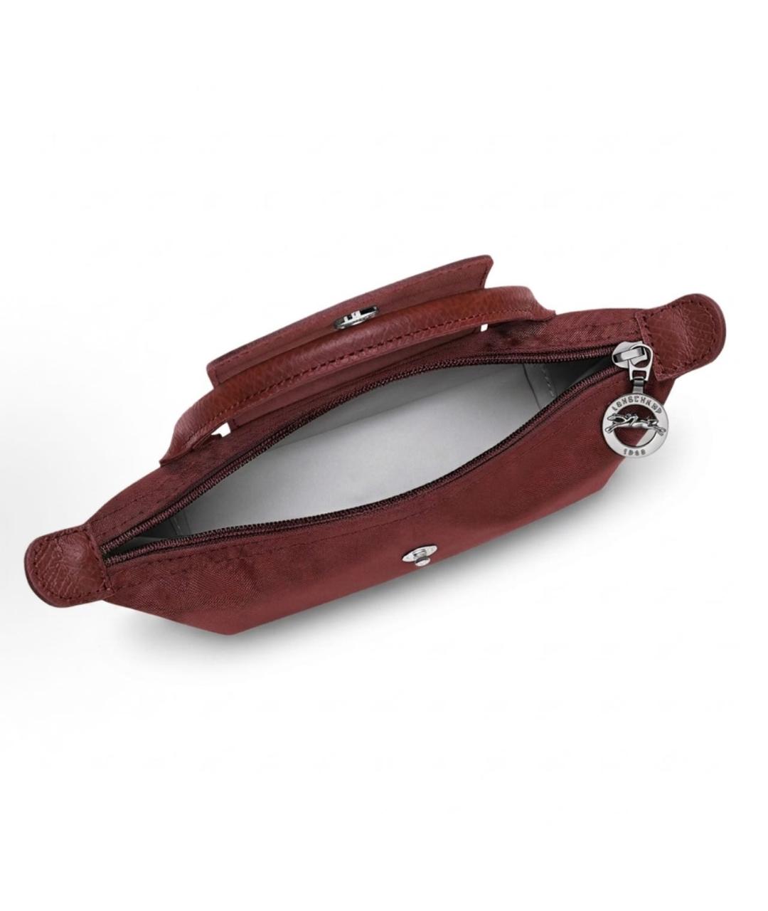 LONGCHAMP Бордовая сумка с короткими ручками из канвы, фото 5