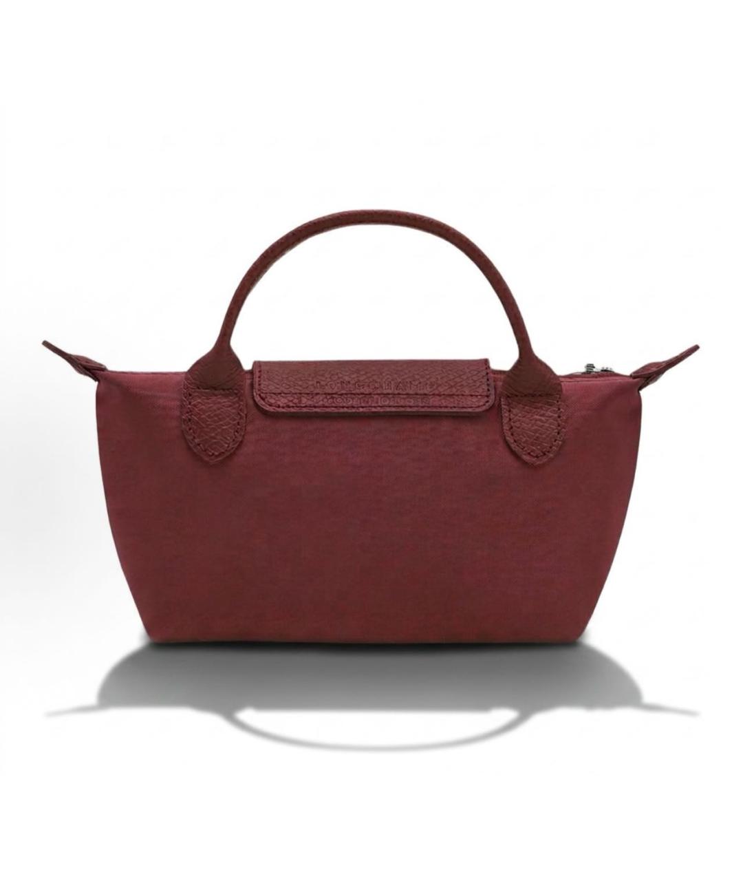 LONGCHAMP Бордовая сумка с короткими ручками из канвы, фото 4