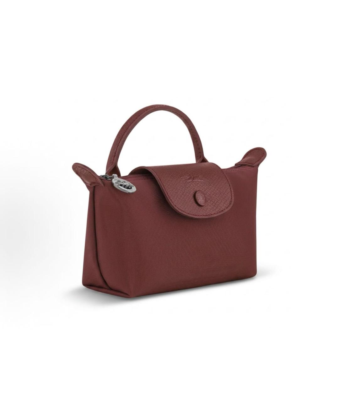 LONGCHAMP Бордовая сумка с короткими ручками из канвы, фото 3