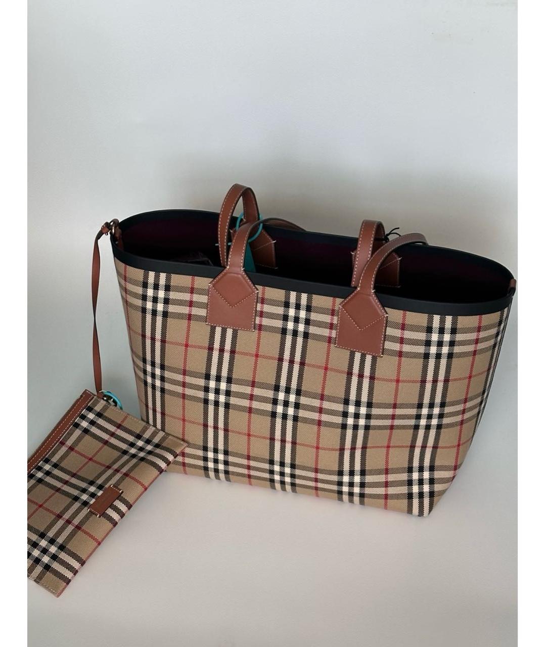 BURBERRY Бежевая сумка тоут из канвы, фото 4