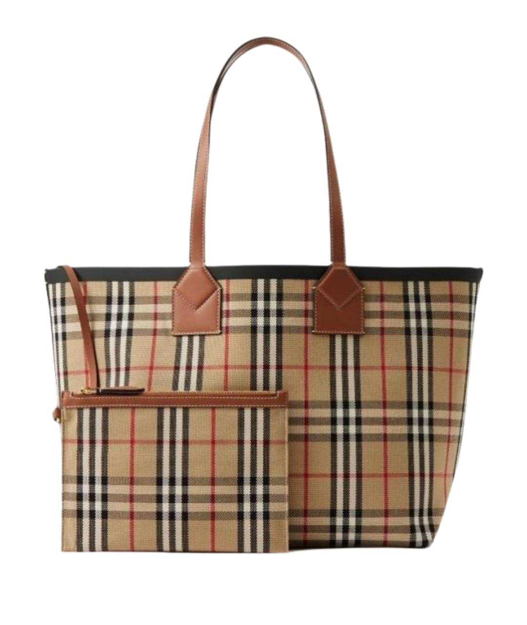 BURBERRY Бежевая сумка тоут из канвы, фото 1