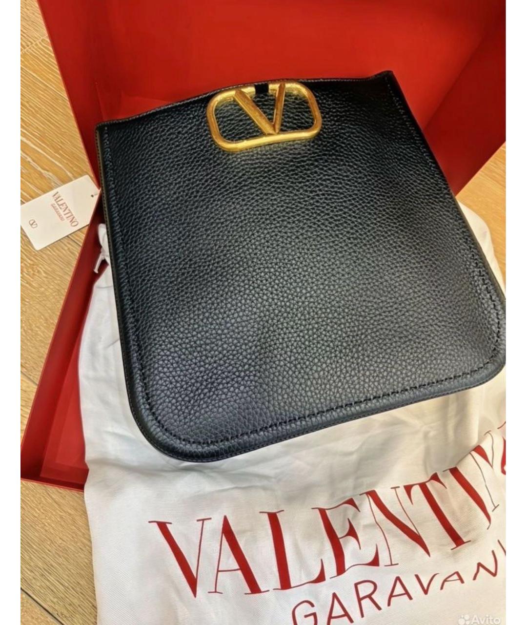 VALENTINO Черная кожаная сумка через плечо, фото 4