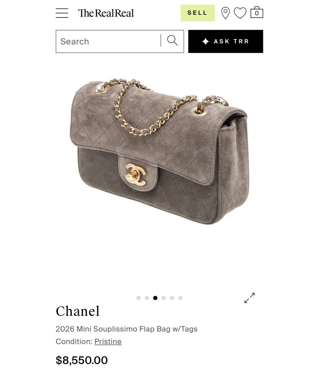 CHANEL Серая замшевая сумка через плечо, фото 6