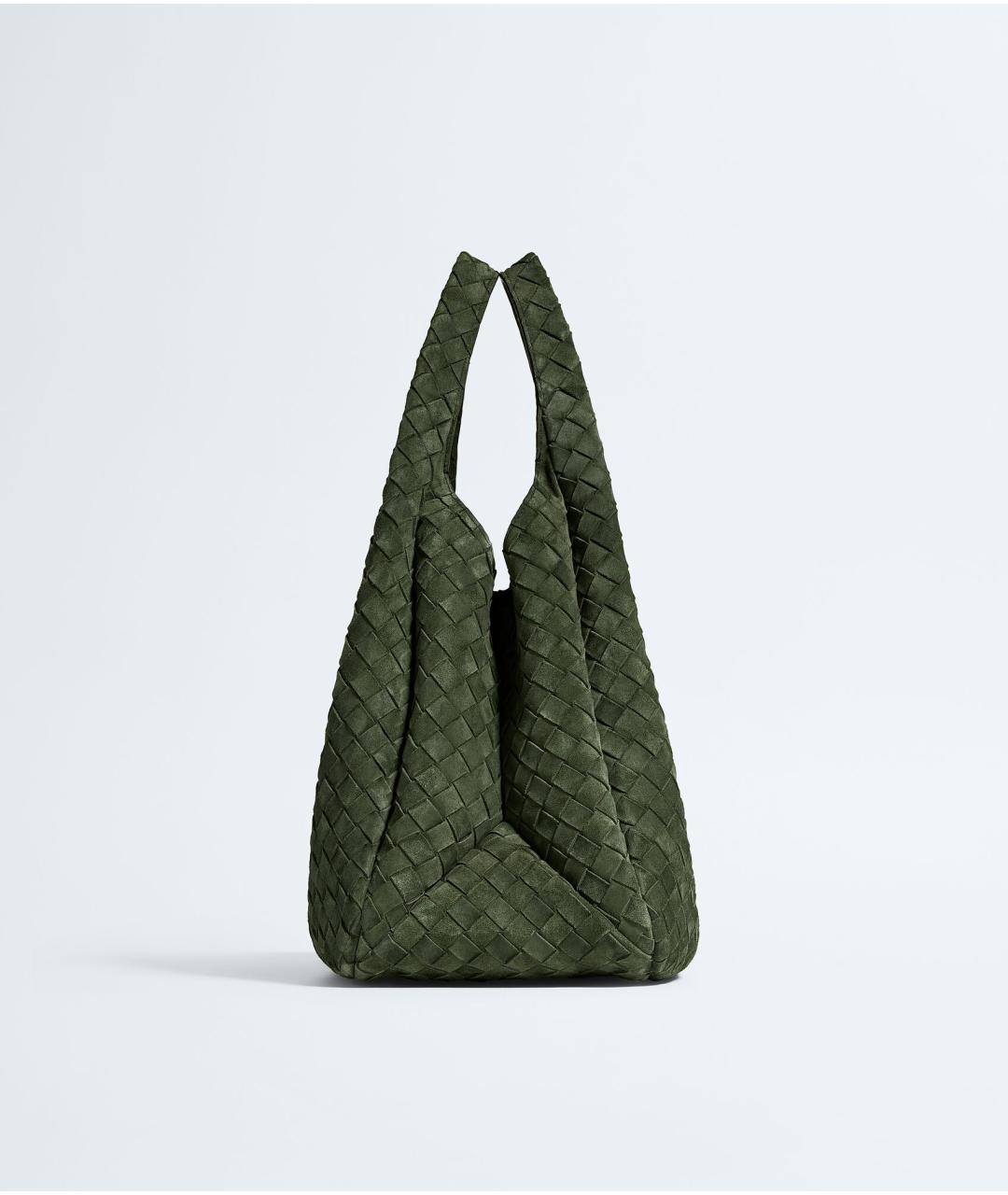 BOTTEGA VENETA Зеленая замшевая сумка тоут, фото 4