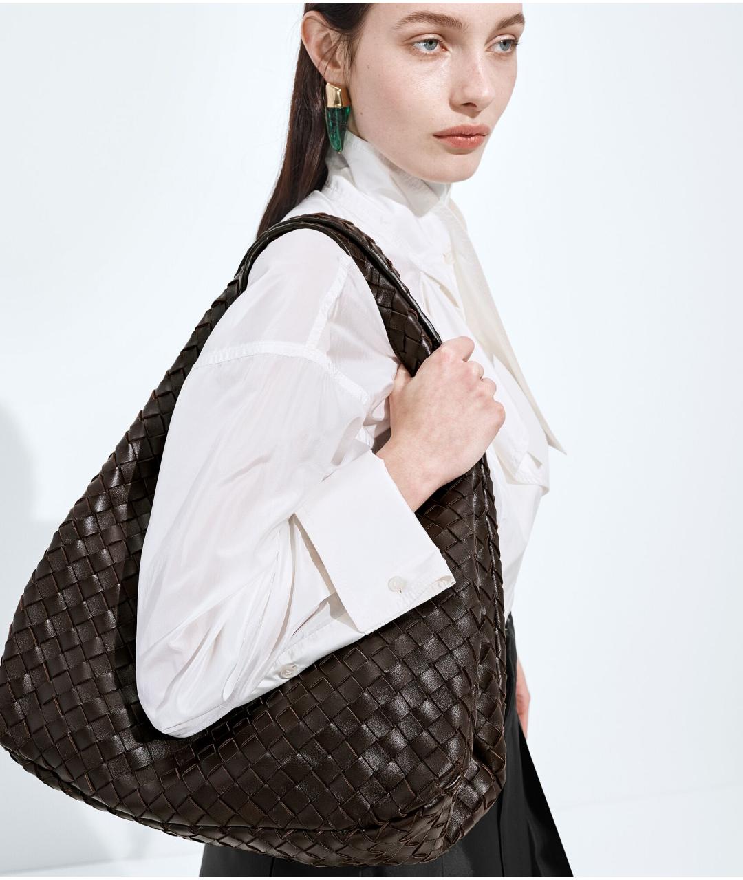 BOTTEGA VENETA Коричневая кожаная сумка тоут, фото 2