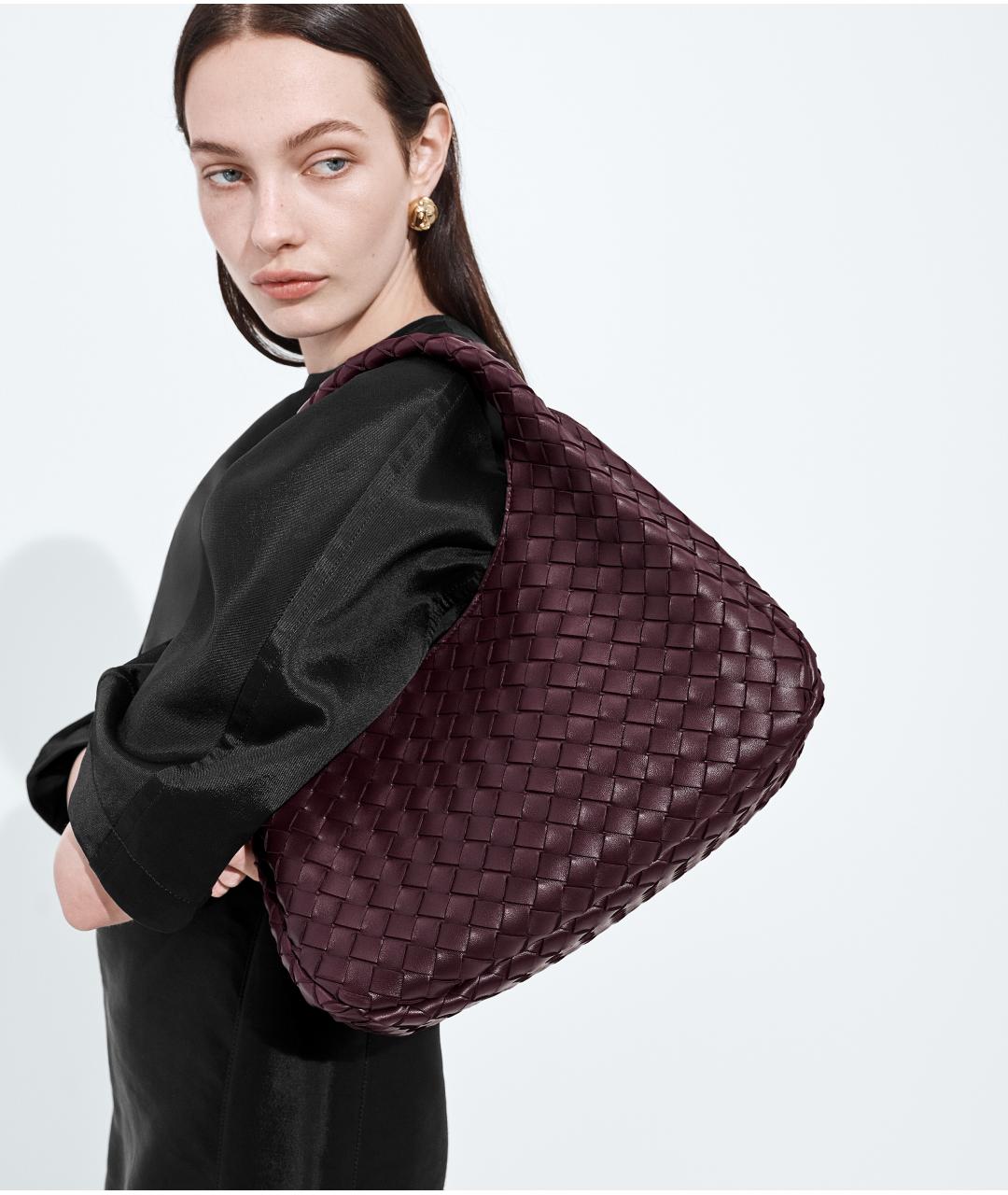 BOTTEGA VENETA Бордовая кожаная сумка тоут, фото 5