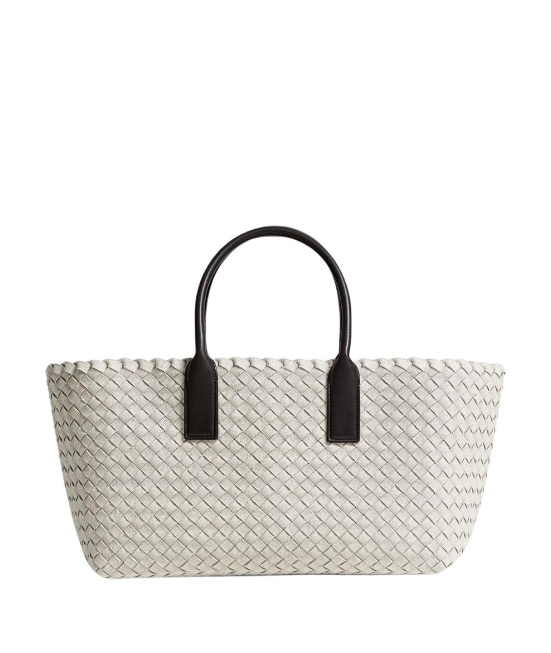 BOTTEGA VENETA Бежевая льняная сумка тоут, фото 1
