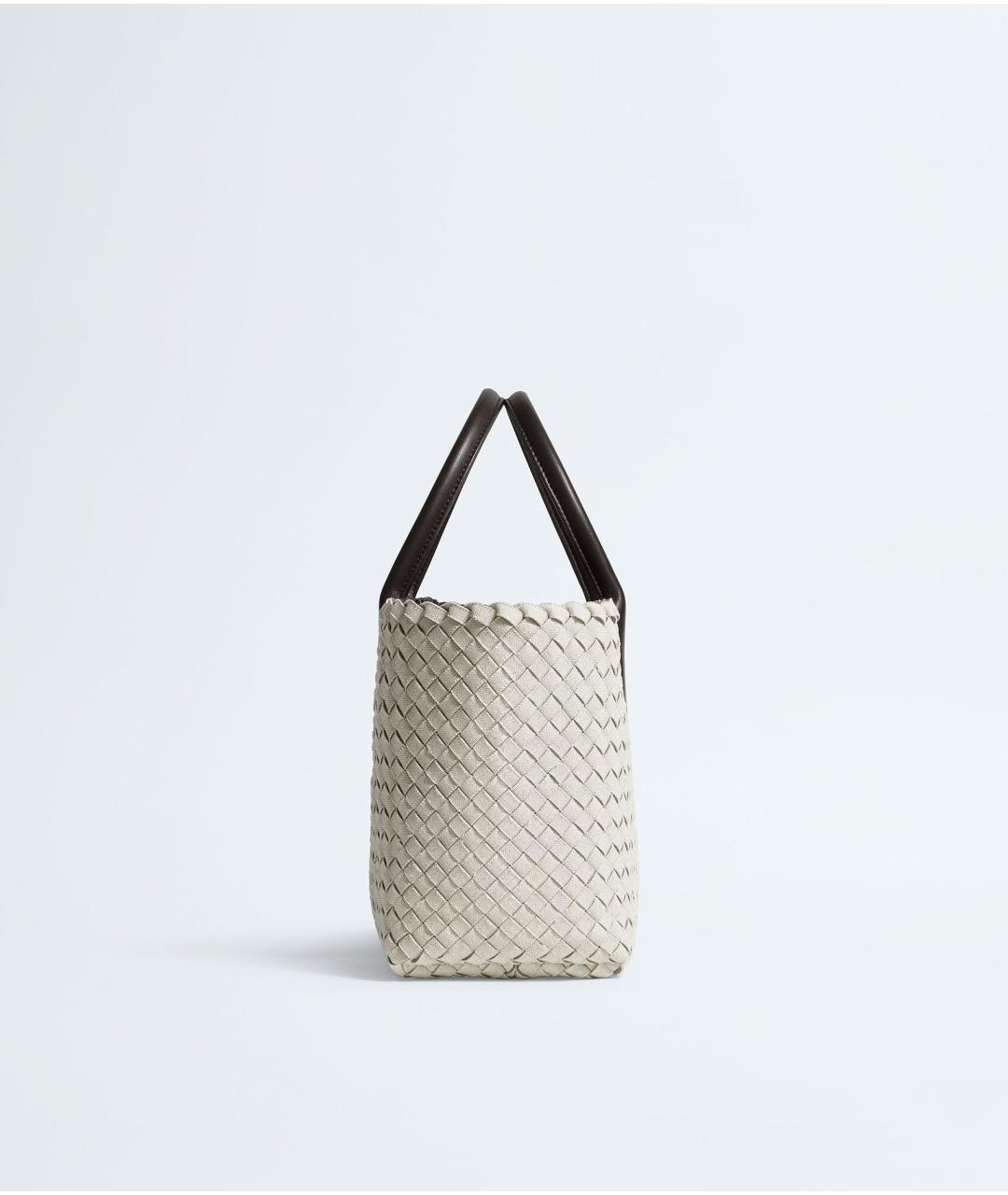 BOTTEGA VENETA Бежевая льняная сумка тоут, фото 4