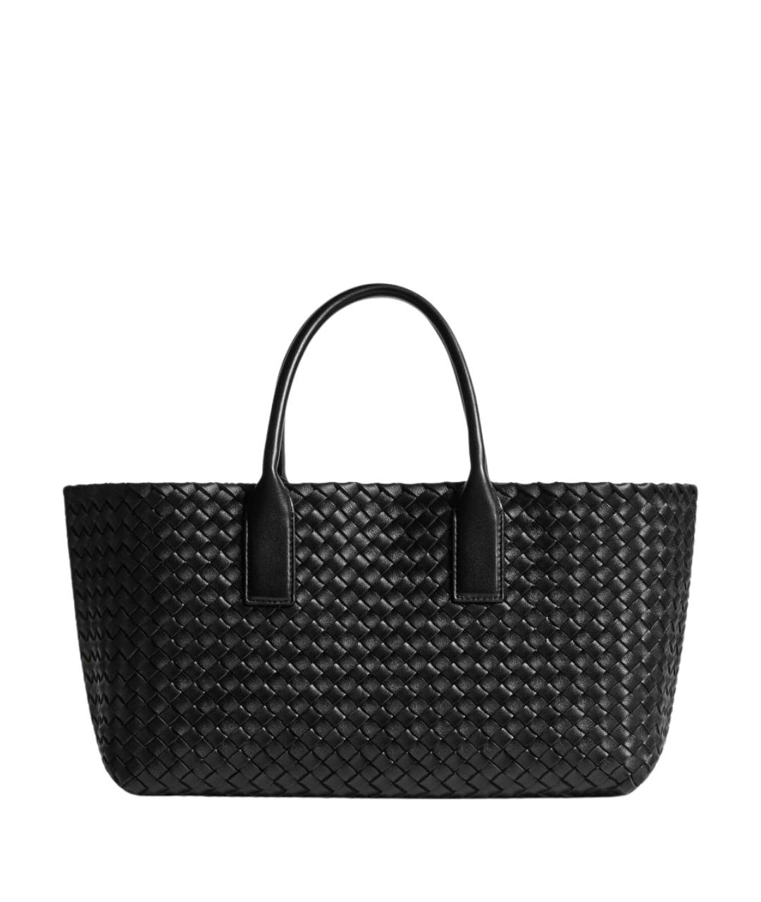 BOTTEGA VENETA Черная кожаная сумка тоут, фото 1