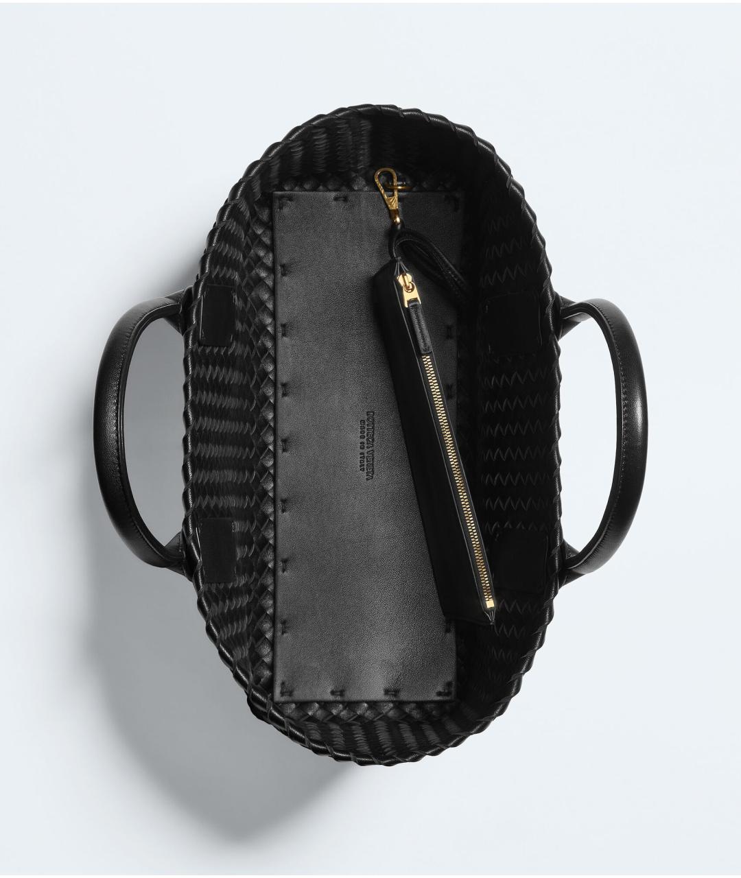 BOTTEGA VENETA Черная кожаная сумка тоут, фото 3