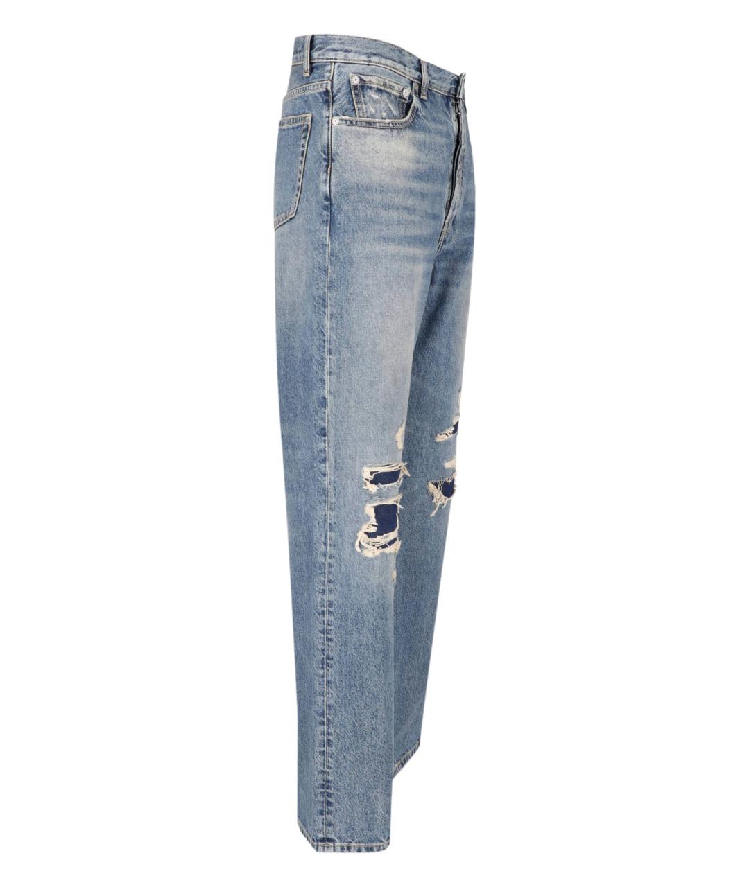MAISON MARGIELA Синие хлопковые прямые джинсы, фото 3
