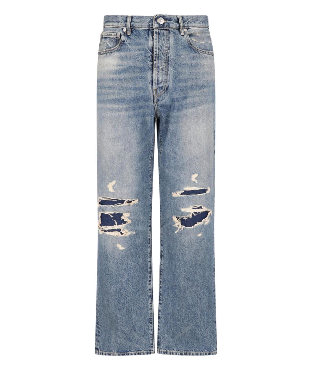 MAISON MARGIELA Синие хлопковые прямые джинсы, фото 1