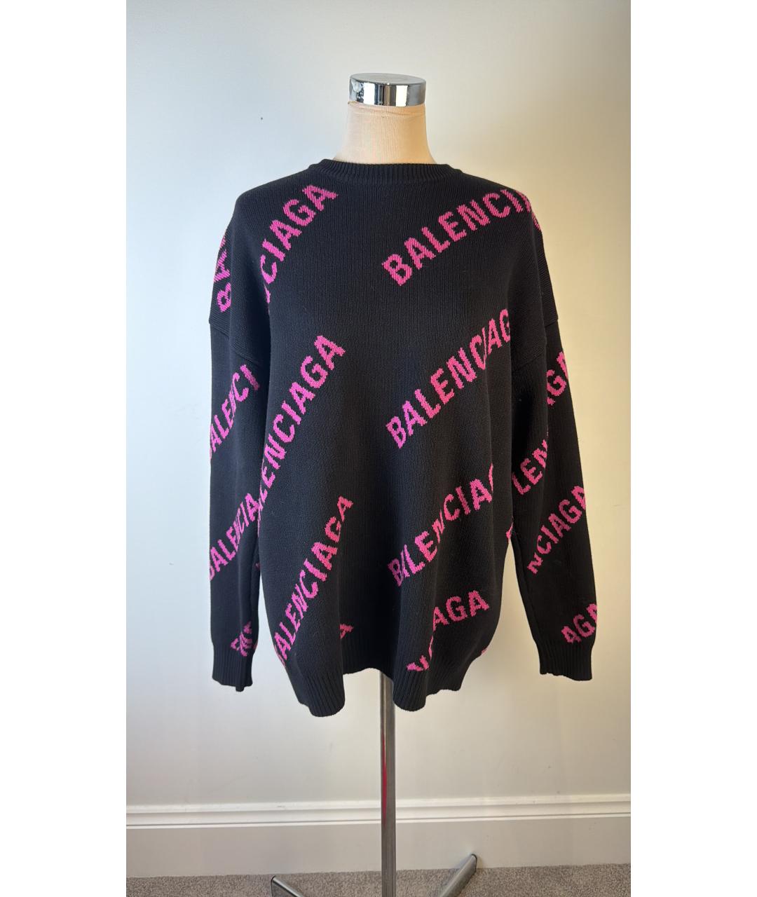 BALENCIAGA Черный хлопковый джемпер / свитер, фото 4