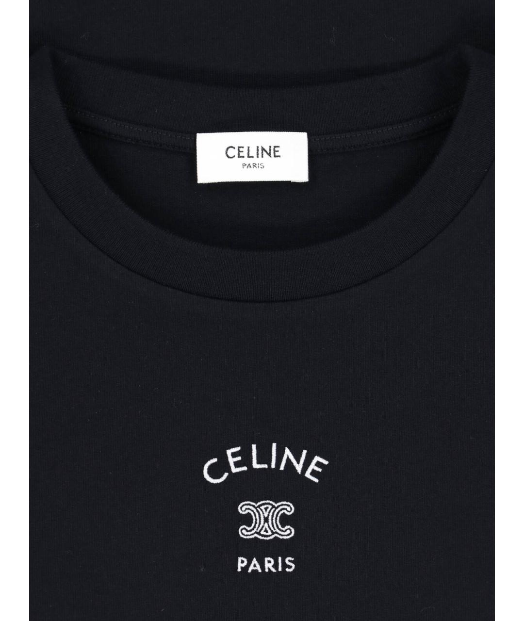 CELINE Черная хлопковая футболка, фото 3