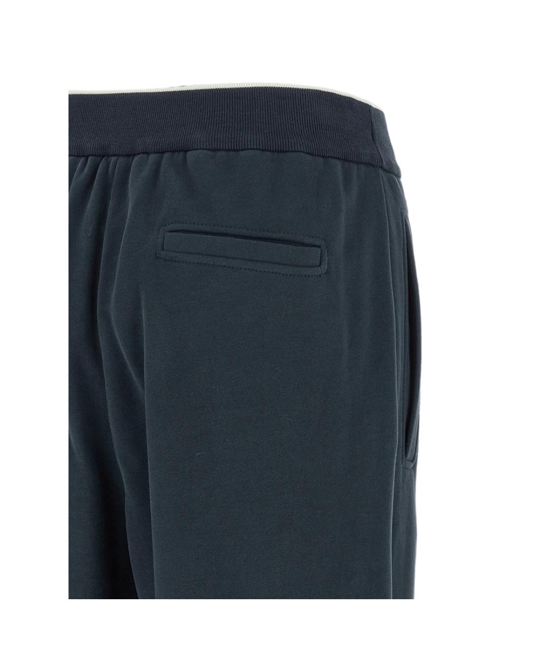 BRUNELLO CUCINELLI Синие хлопковые спортивные брюки и шорты, фото 2