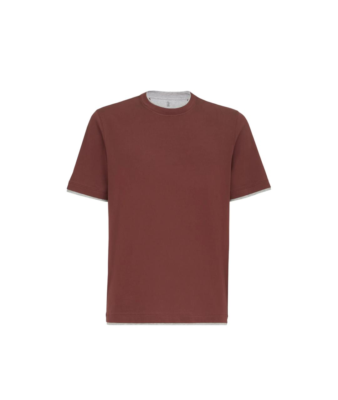BRUNELLO CUCINELLI Коричневая хлопковая футболка, фото 1