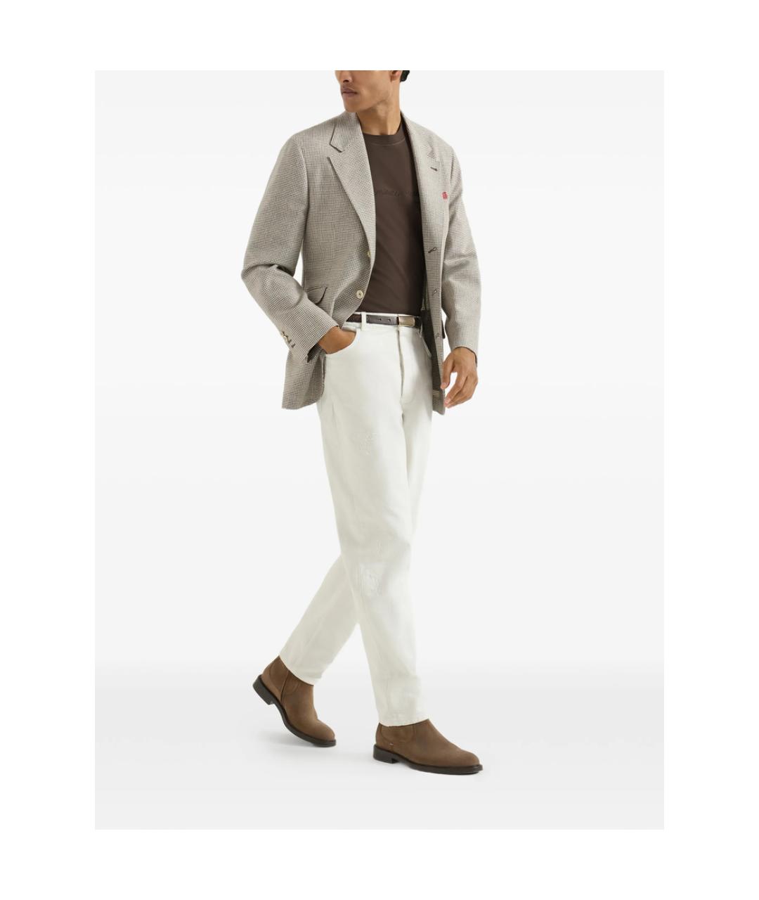 BRUNELLO CUCINELLI Коричневая хлопковая футболка, фото 6