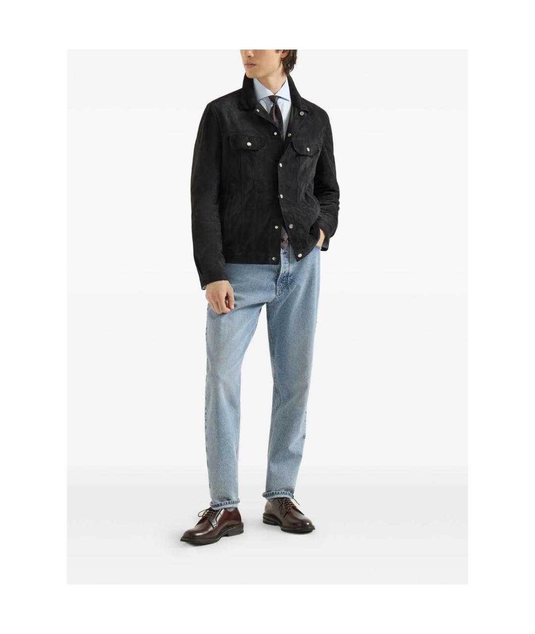 BRUNELLO CUCINELLI Голубые хлопко-эластановые джинсы скинни, фото 5