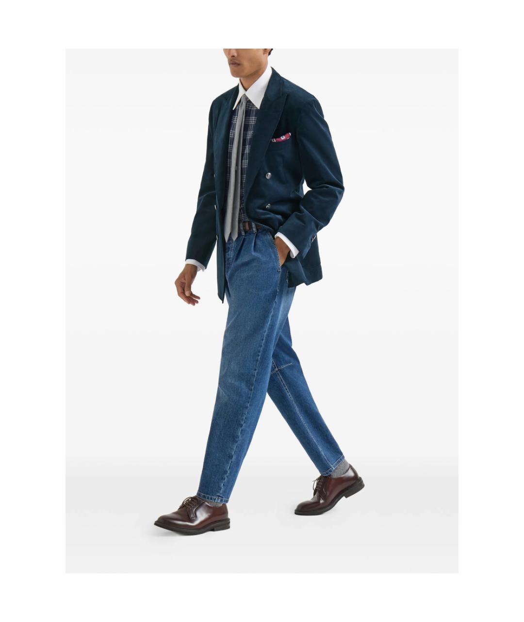 BRUNELLO CUCINELLI Синие хлопковые джинсы, фото 6