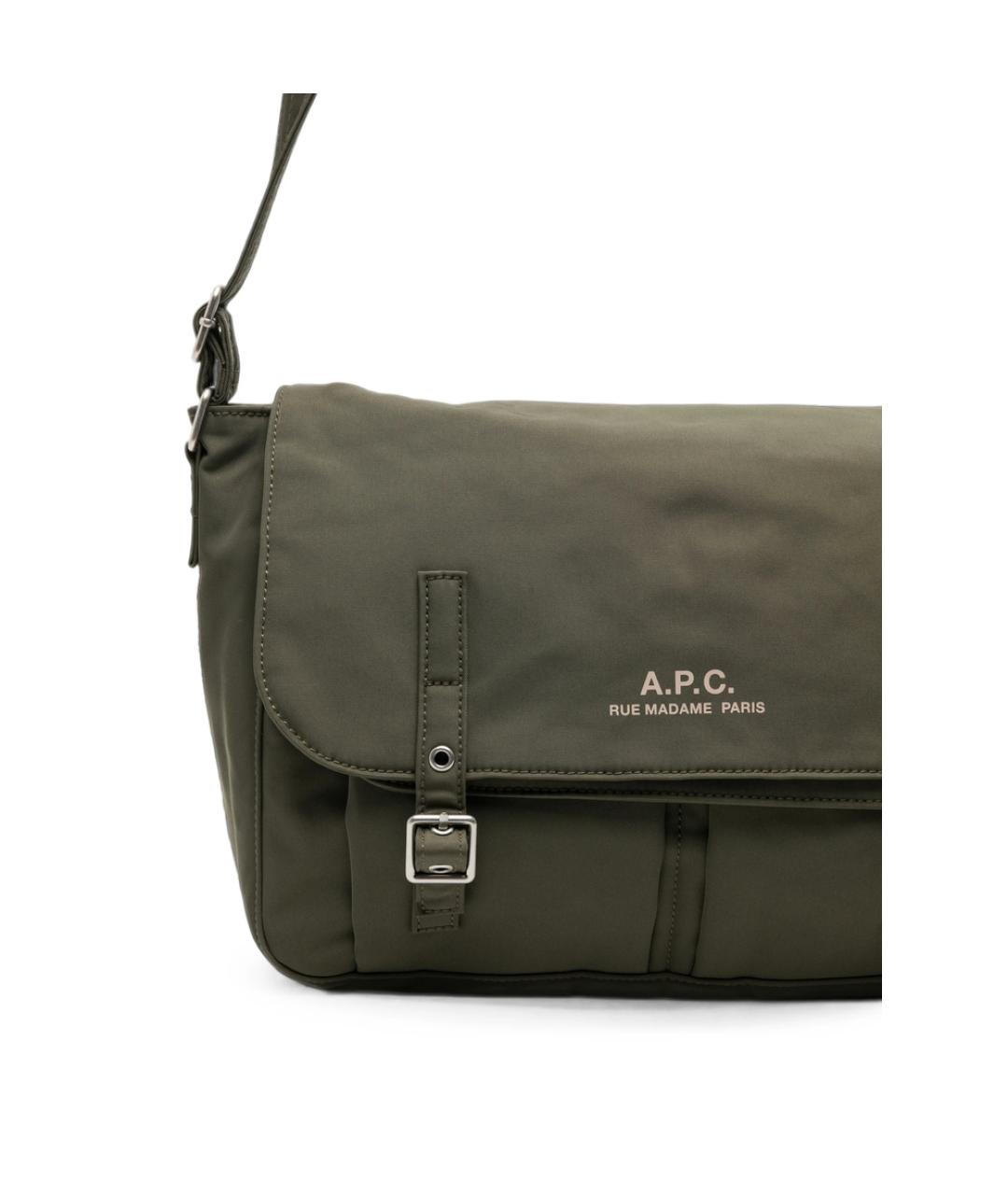 A.P.C. Зеленая тканевая сумка на плечо, фото 2