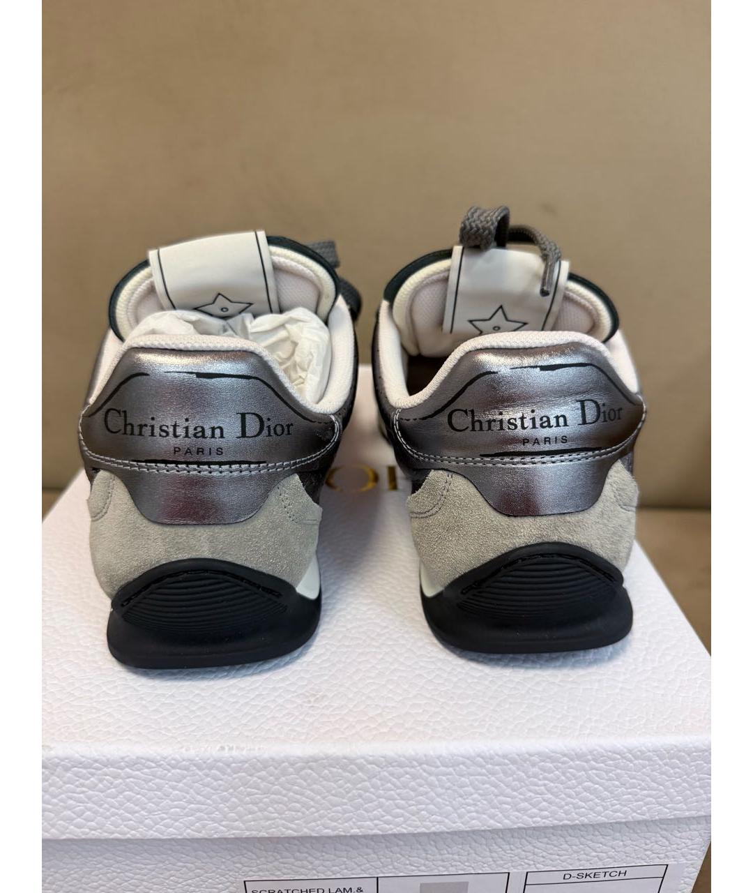 CHRISTIAN DIOR Серебряные кожаные кроссовки, фото 4