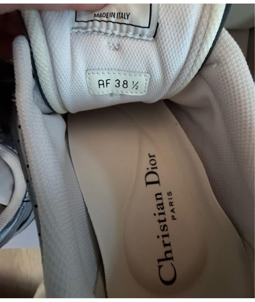 CHRISTIAN DIOR Серебряные кожаные кроссовки, фото 6