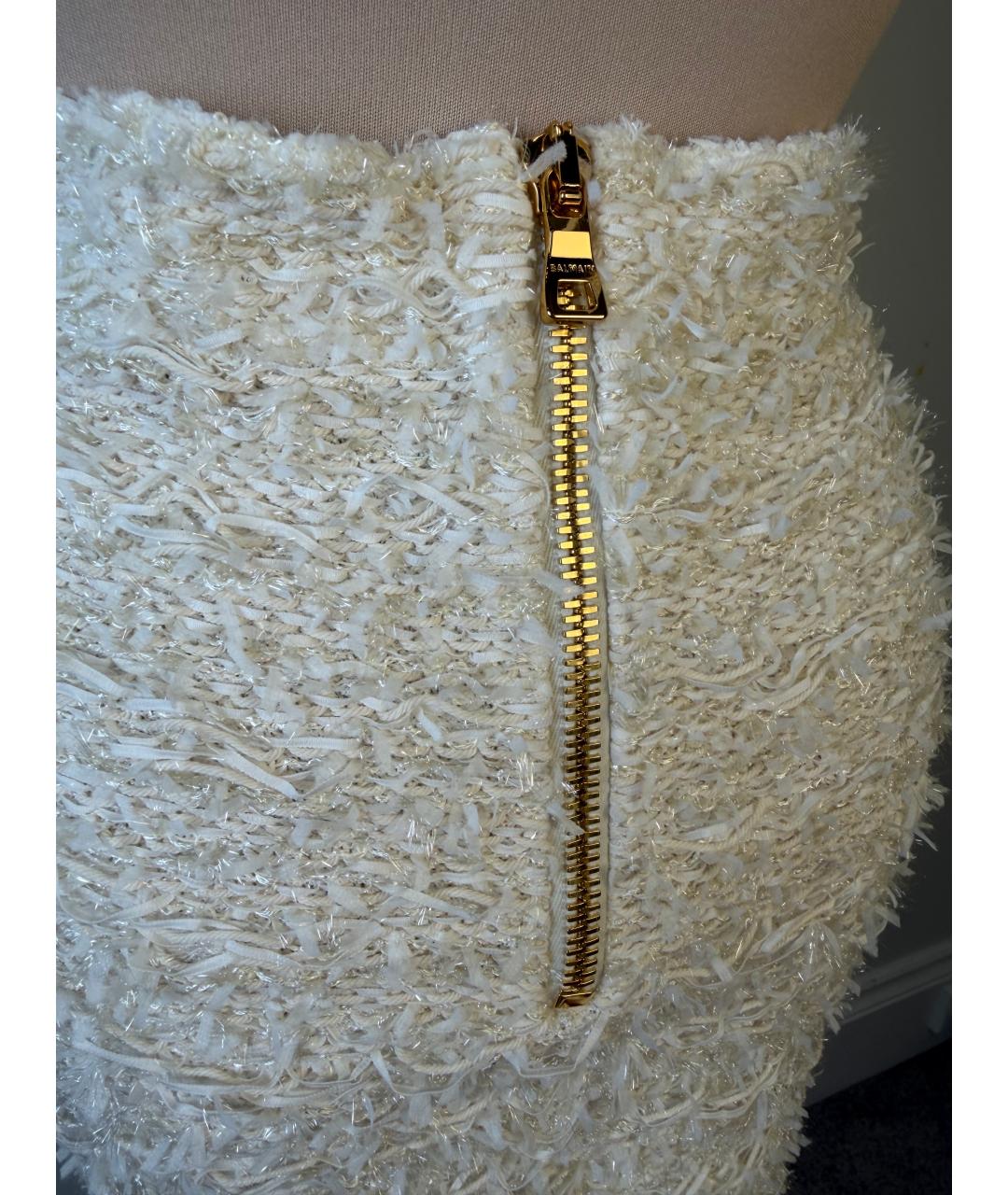 BALMAIN Белая хлопковая юбка мини, фото 3